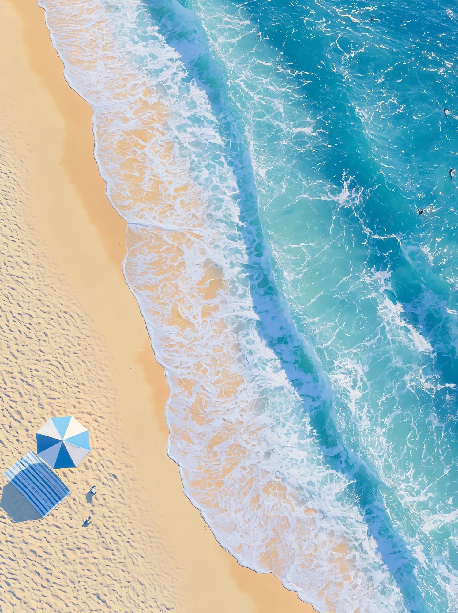 Aerial Beach Waves Poster. poster — photography art