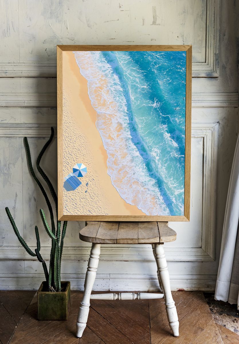 Aerial Beach Waves Poster. — room view 1
