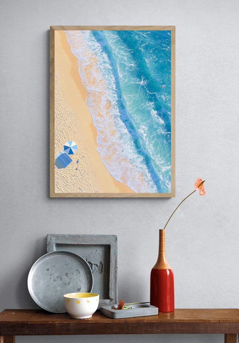 Aerial Beach Waves Poster. — room view 3