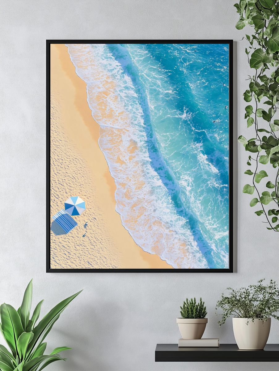 Aerial Beach Waves Poster. — room view 4