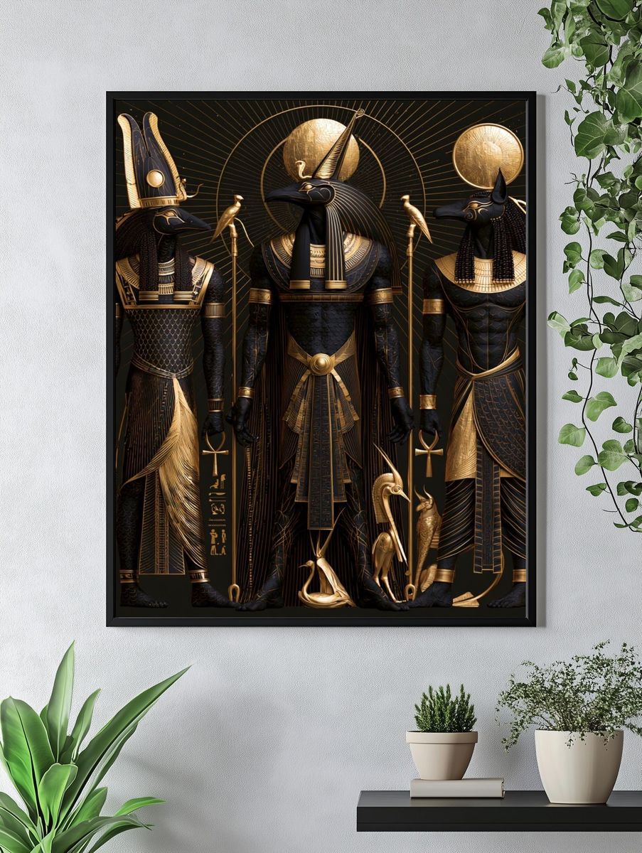 Egyptian Anubis Trio Illustration Poster. — room view 4