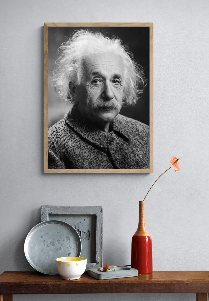 Albert Einstein portrait, famous physicist. — room view 3
