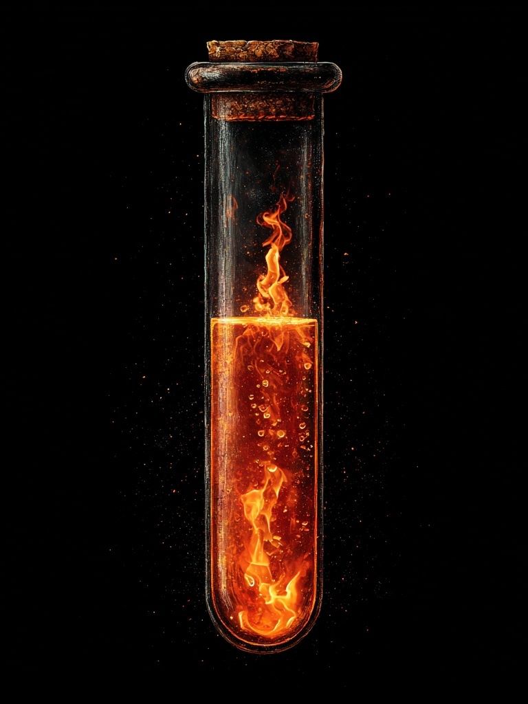 Flaming Test Tube Abstract Print. poster — abstract art