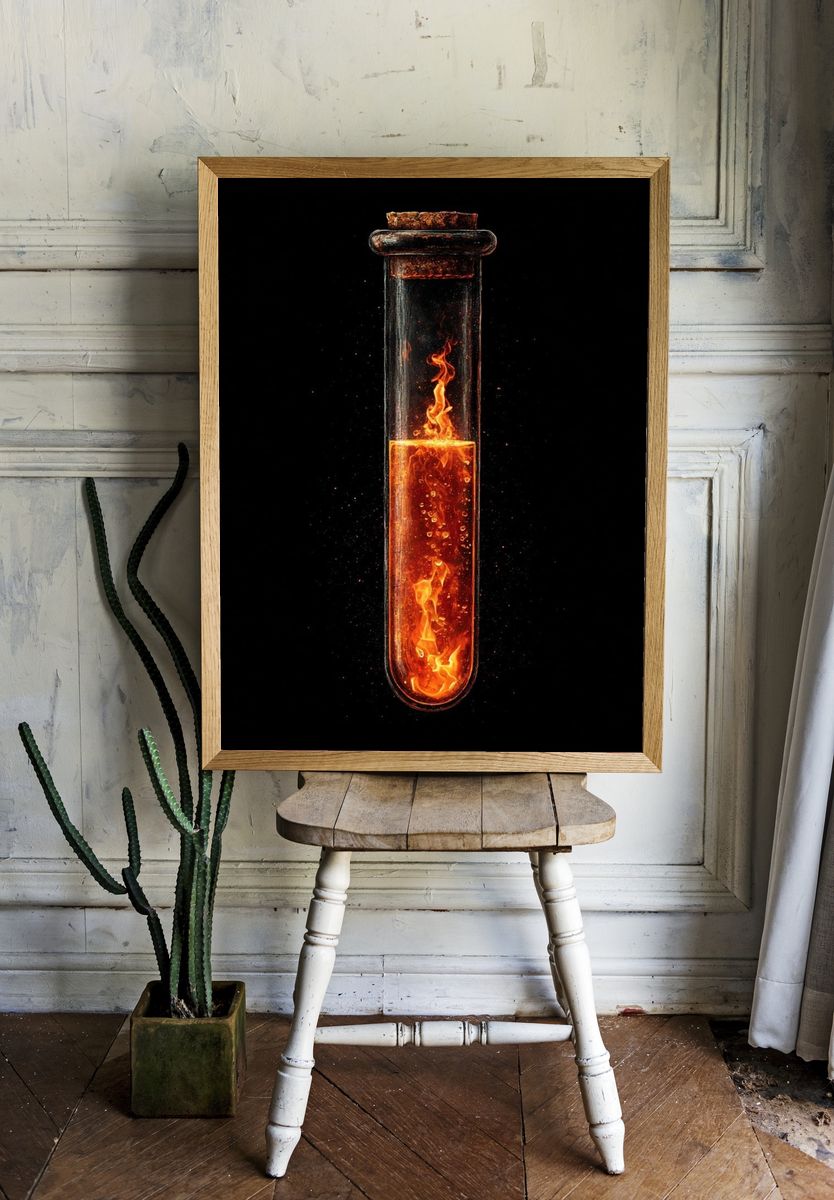 Flaming Test Tube Abstract Print. — room view 1