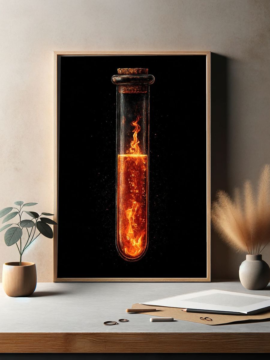 Flaming Test Tube Abstract Print. — room view 2