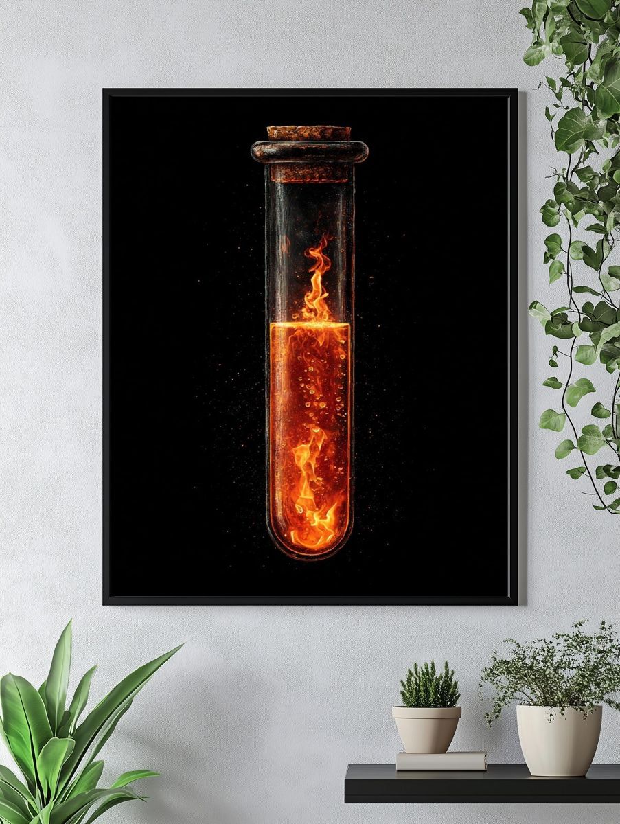 Flaming Test Tube Abstract Print. — room view 4