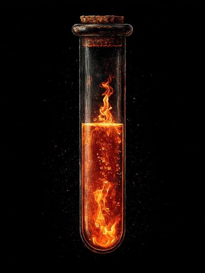 Flaming Test Tube Abstract Print. poster