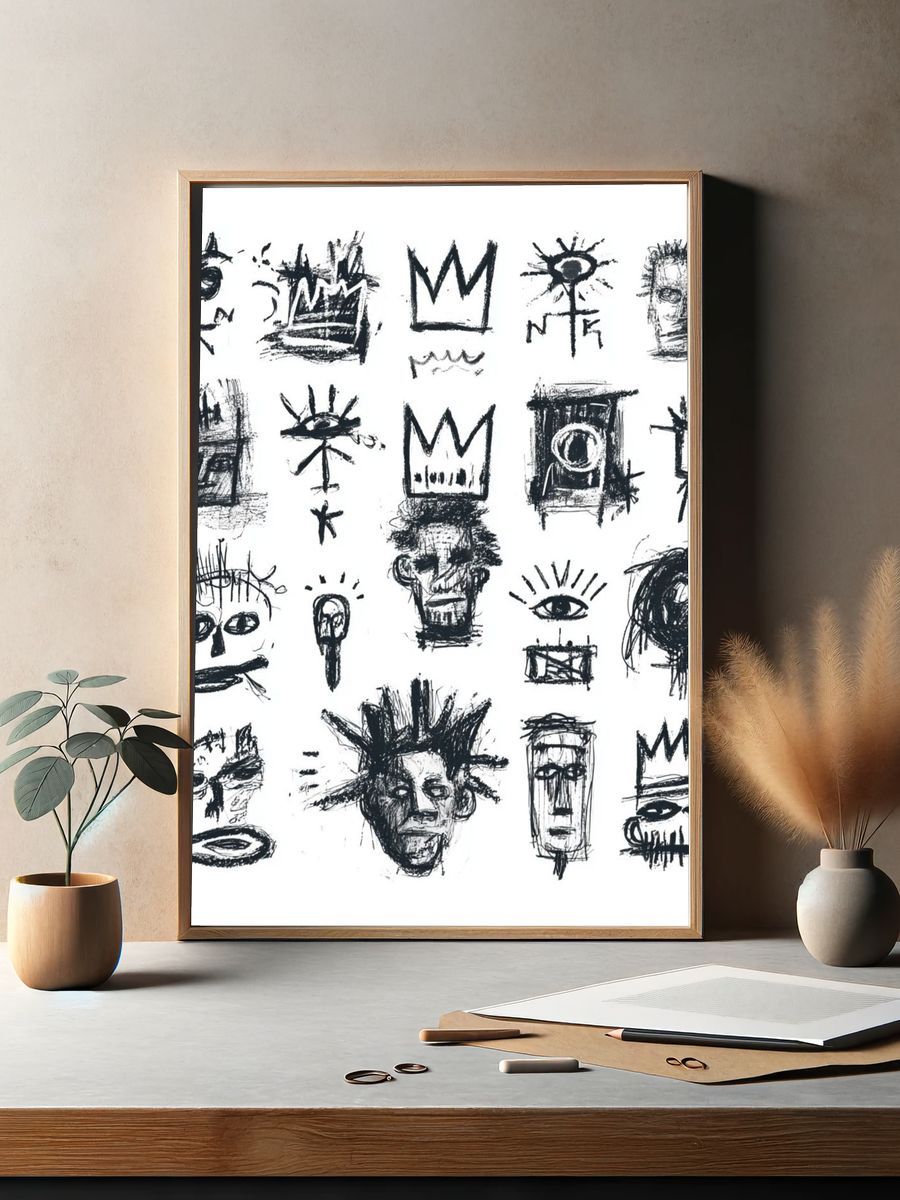 Abstract Faces Ink Poster. — room view 2