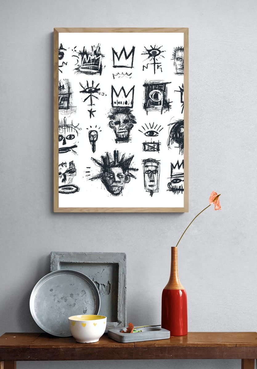 Abstract Faces Ink Poster. — room view 3