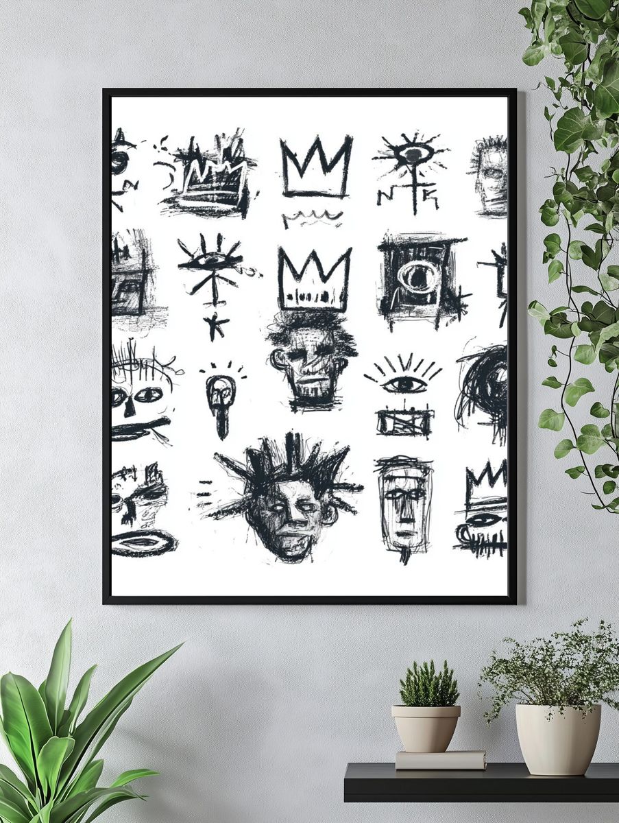 Abstract Faces Ink Poster. — room view 4