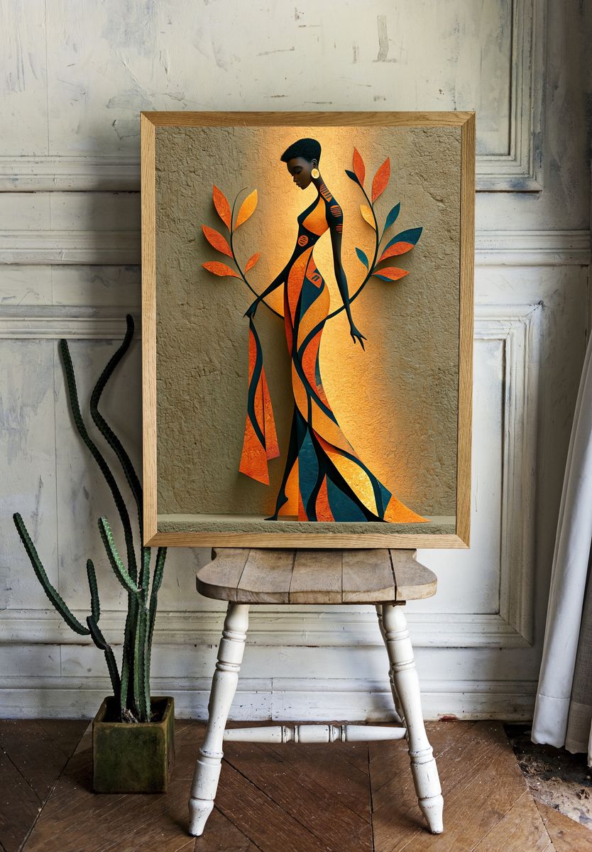 Afrocentric Figure Illustration Poster. room preview