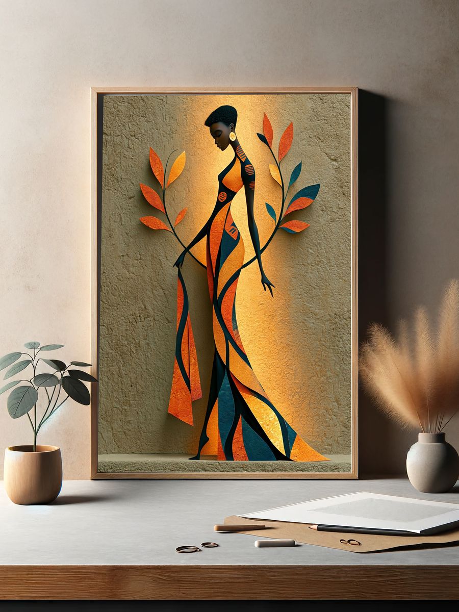 Afrocentric Figure Illustration Poster. — room view 2