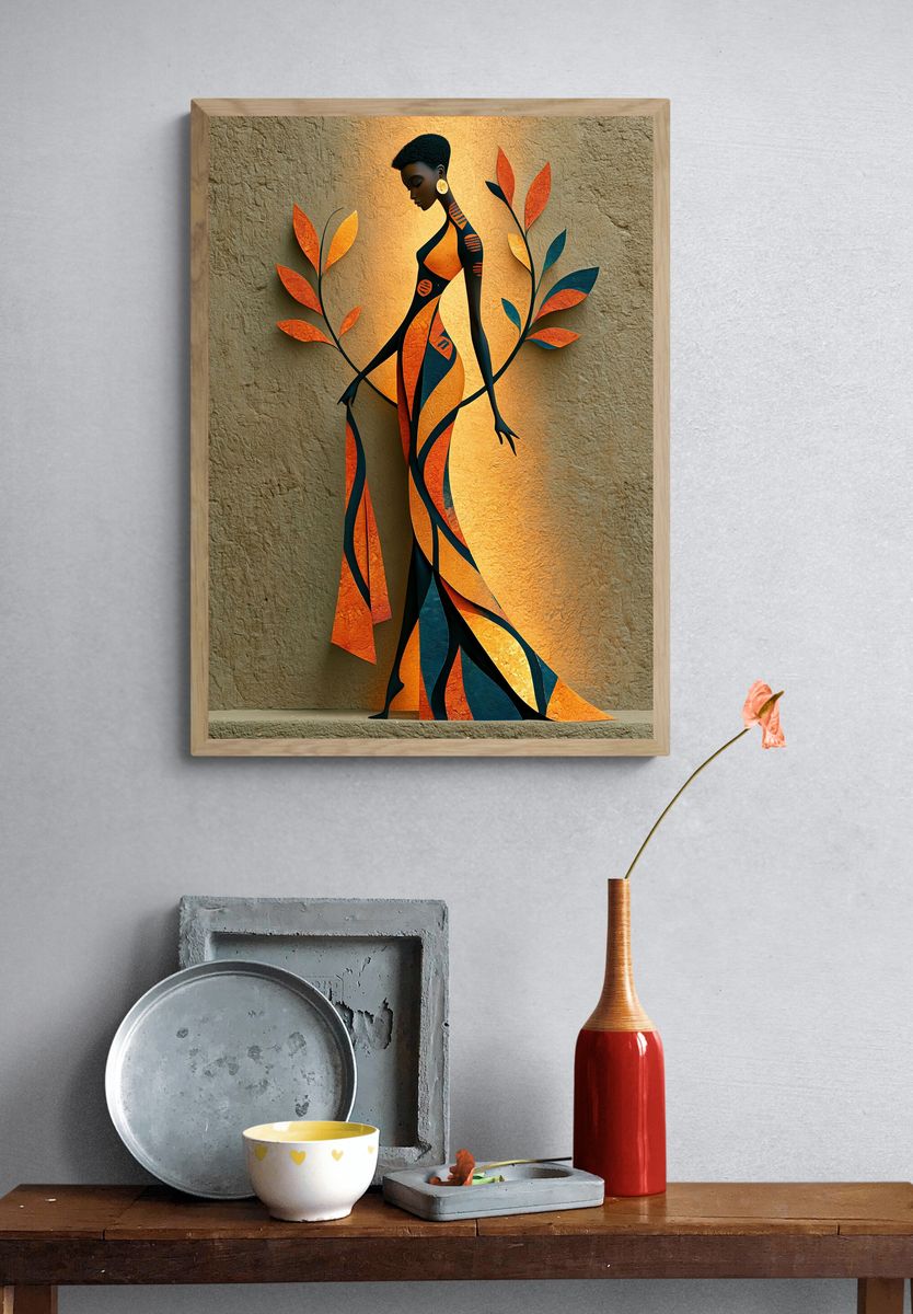 Afrocentric Figure Illustration Poster. — room view 3