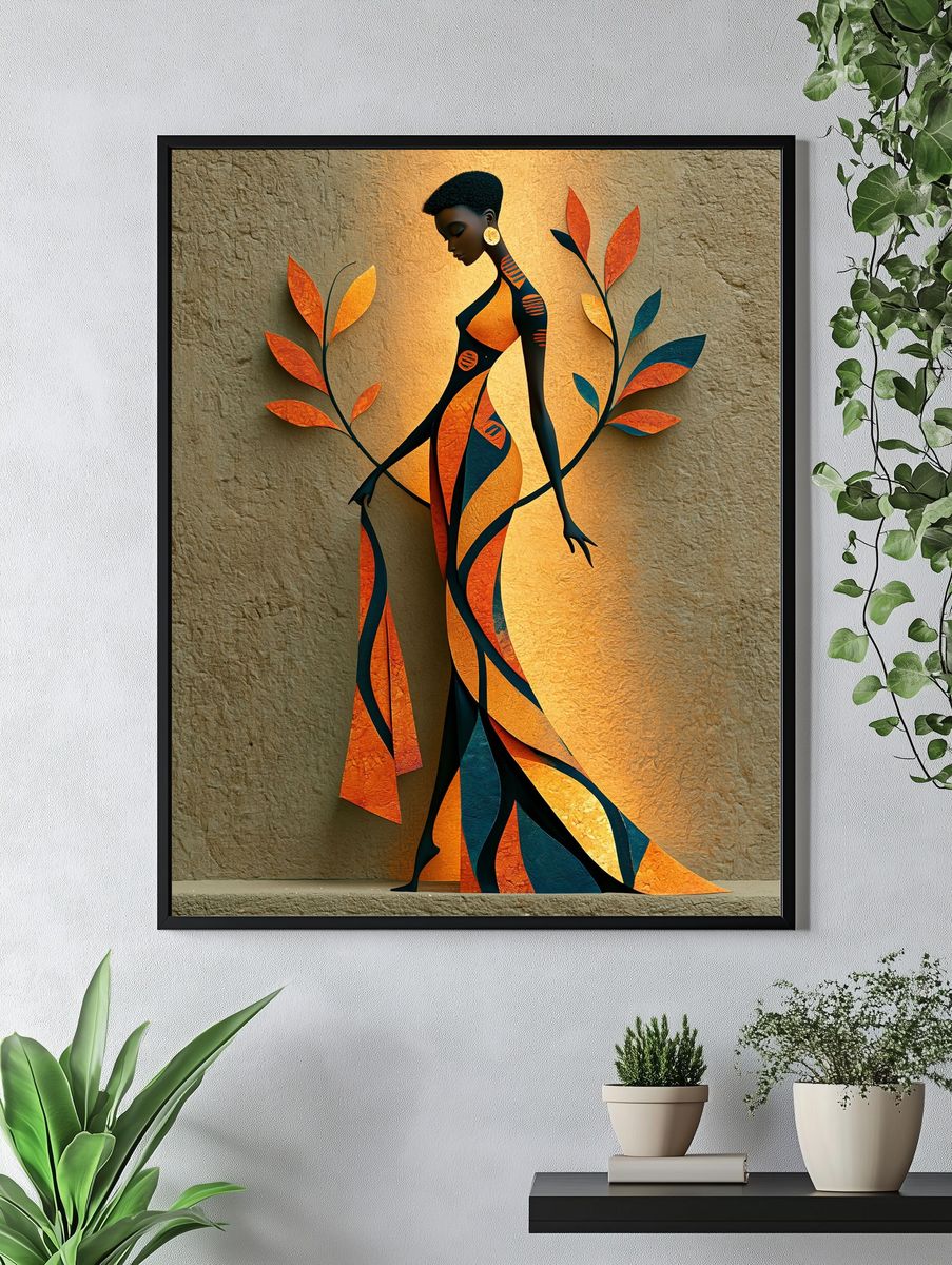 Afrocentric Figure Illustration Poster. — room view 4