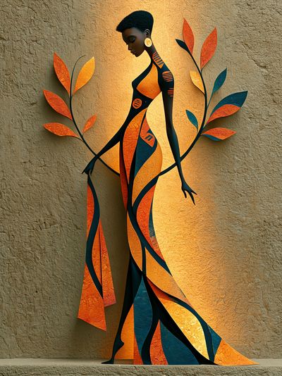 Afrocentric Figure Illustration Poster.