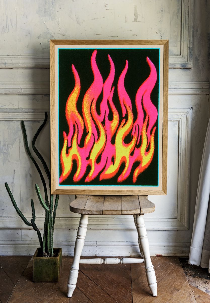 Neon Flame Abstract Poster. room preview