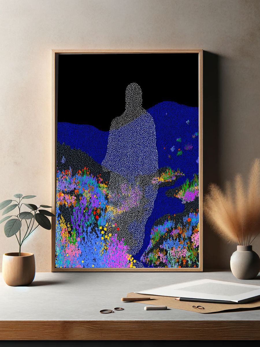 Abstract Figure in Colorful Landscape Poster. — room view 2
