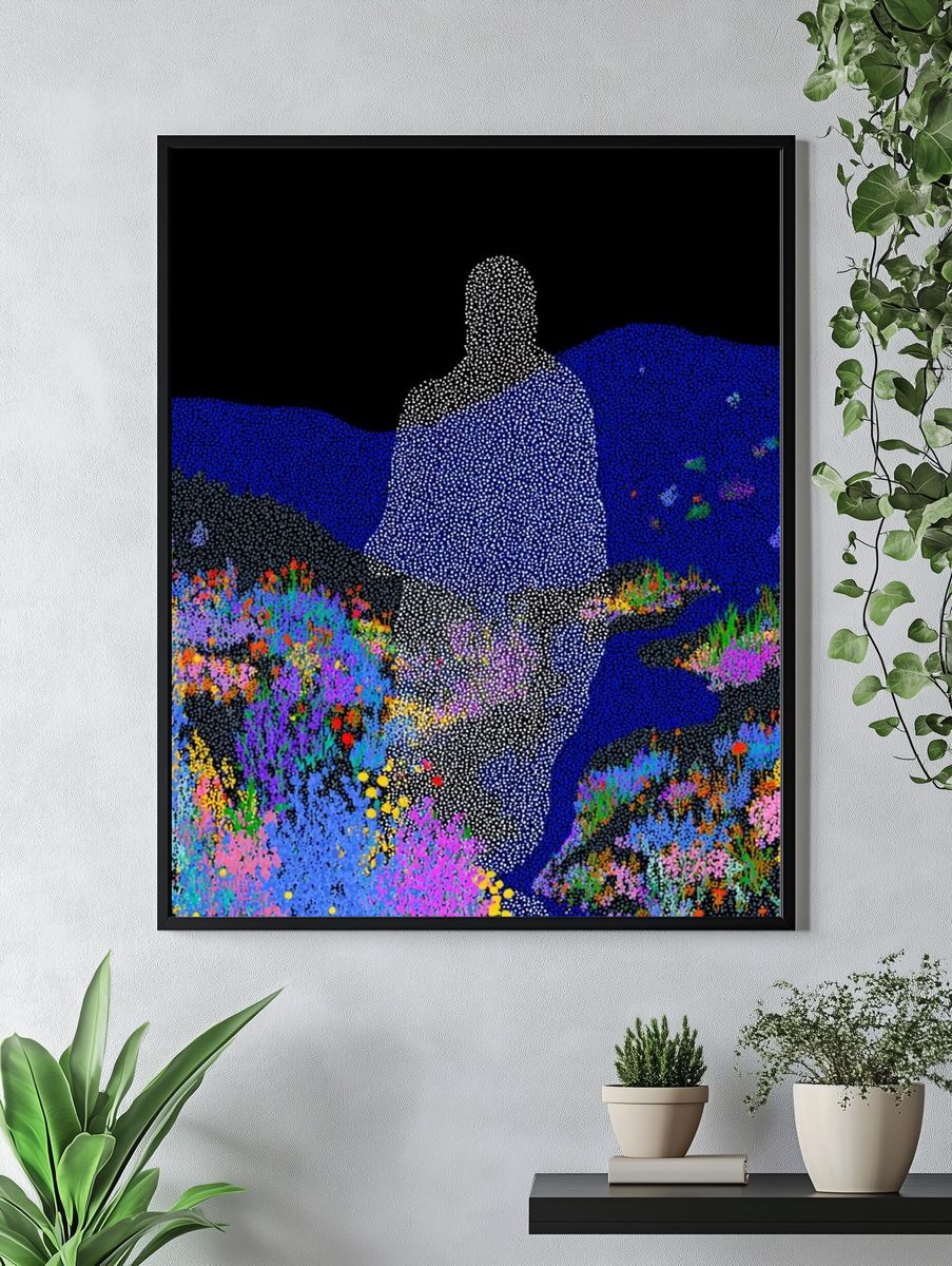 Abstract Figure in Colorful Landscape Poster. — room view 4