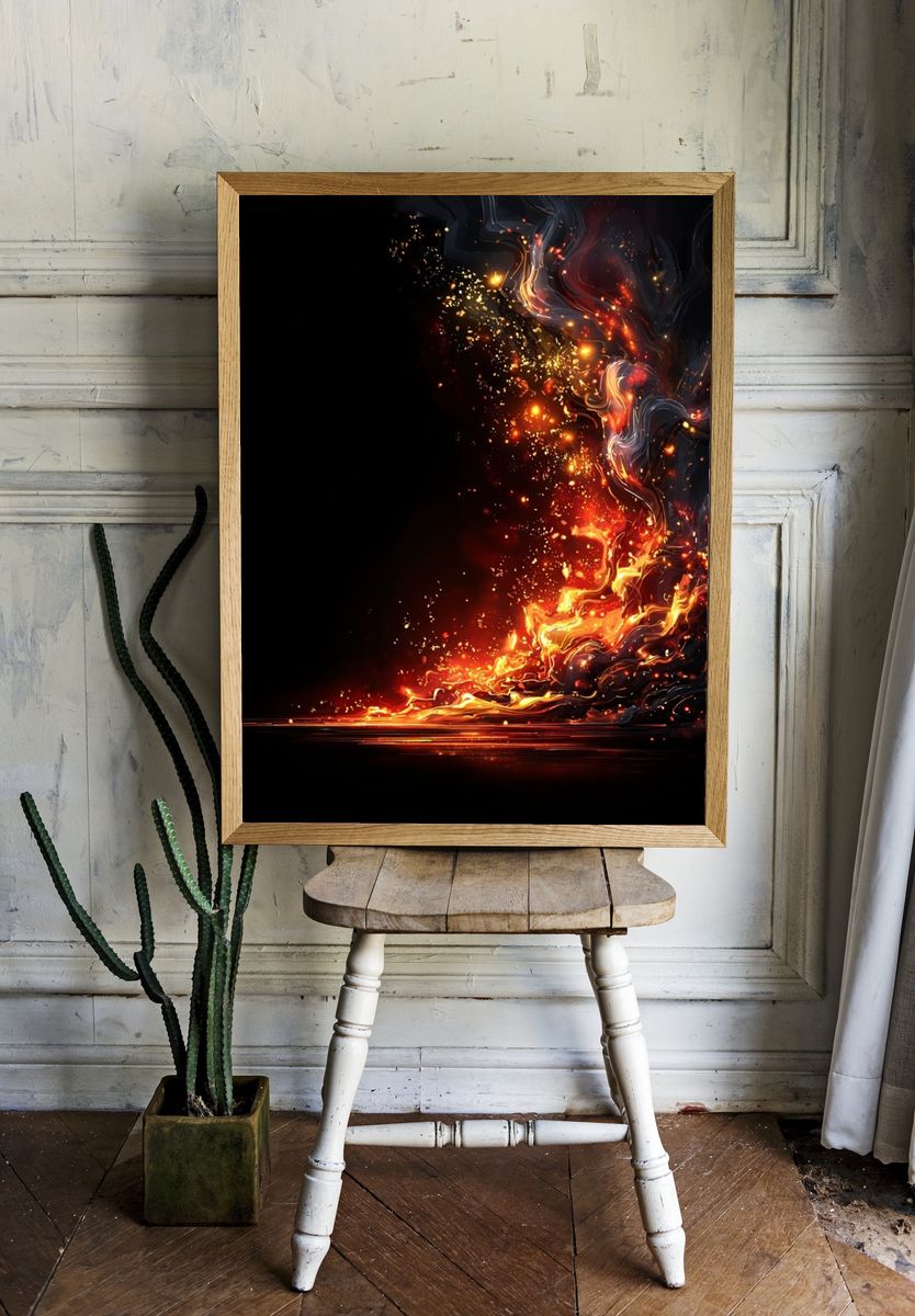 Abstract Flames — Digital Art Print. — room view 1