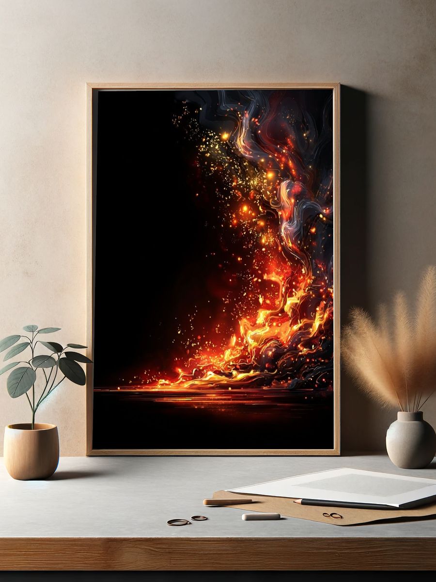 Abstract Flames — Digital Art Print. — room view 2