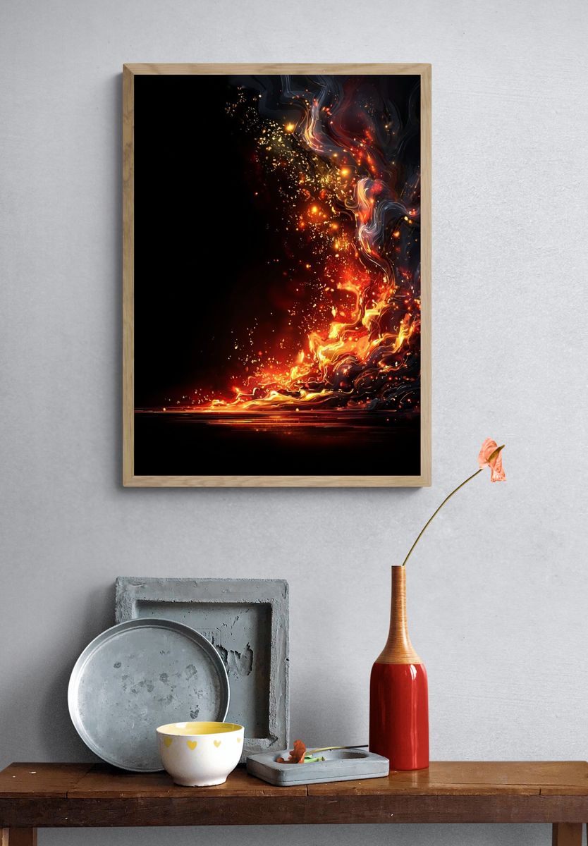 Abstract Flames — Digital Art Print. — room view 3