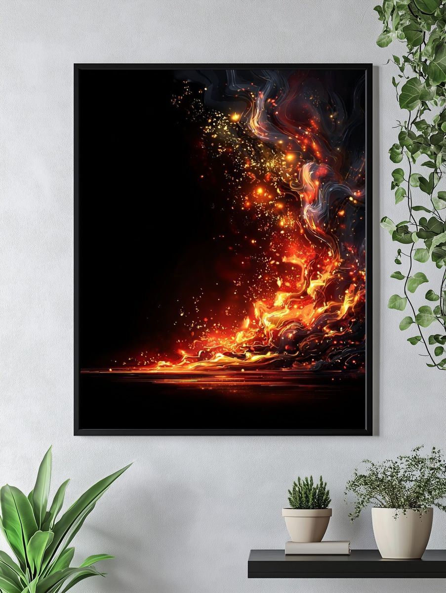 Abstract Flames — Digital Art Print. — room view 4