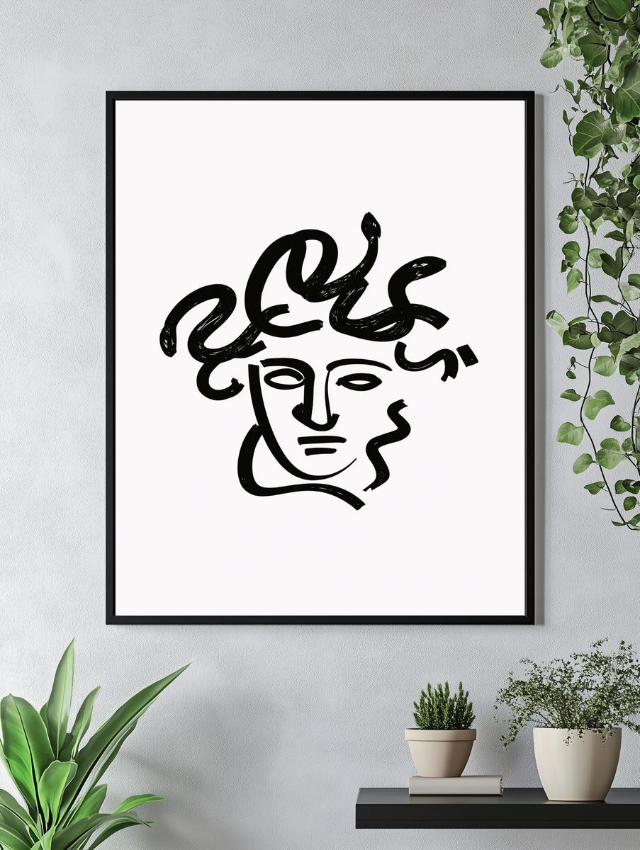 Abstract Face Line Art Poster. — room view 4