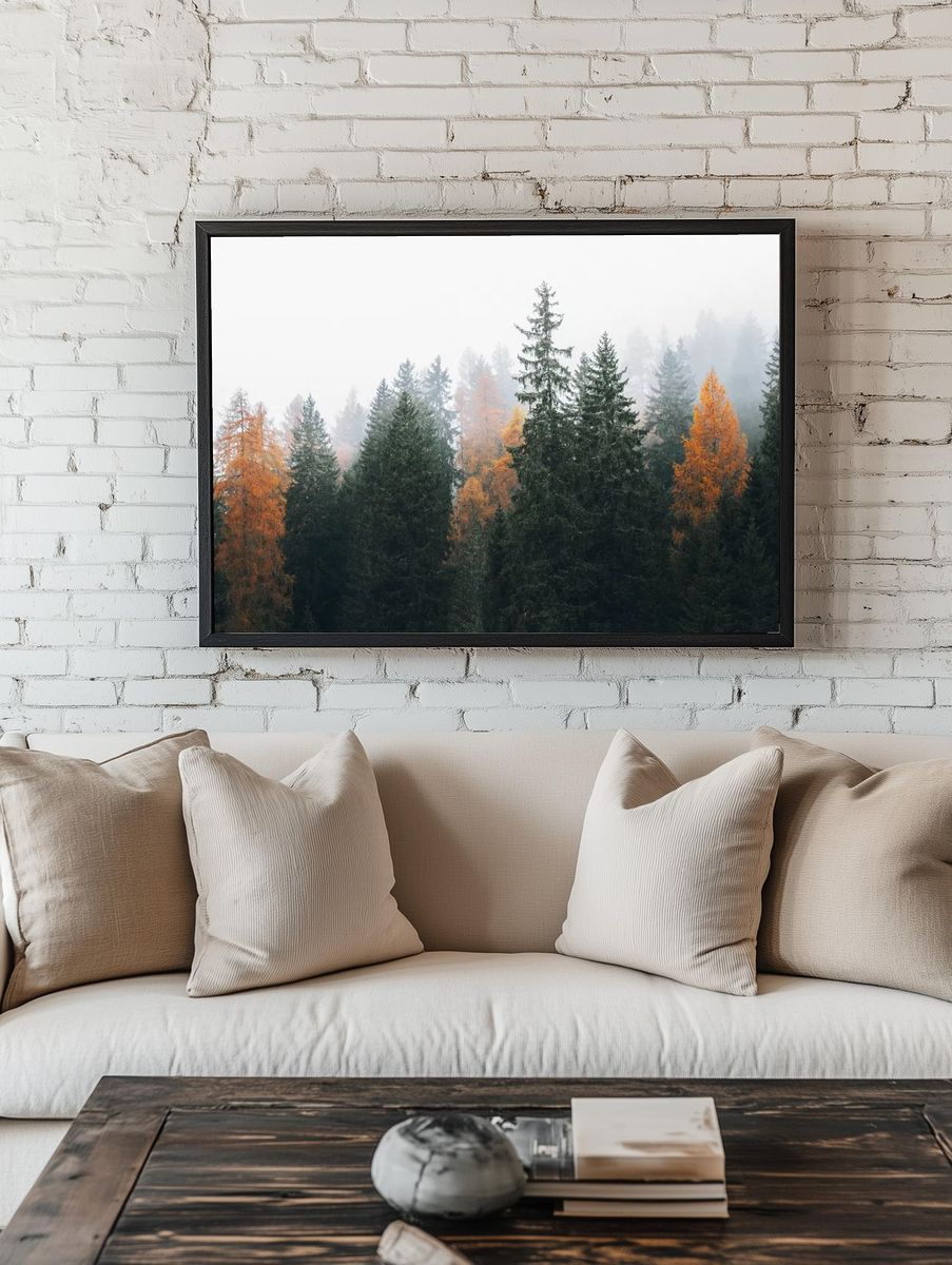 Autumn Forest Mist — Nature Print. room preview