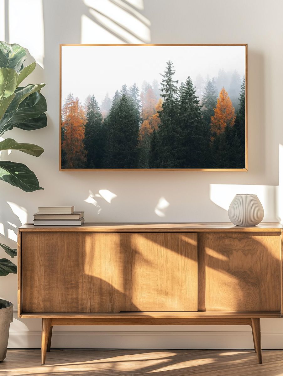 Autumn Forest Mist — Nature Print. — room view 3