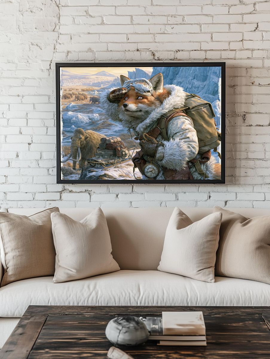 Arctic Fox Explorer Illustration Poster. — room view 1