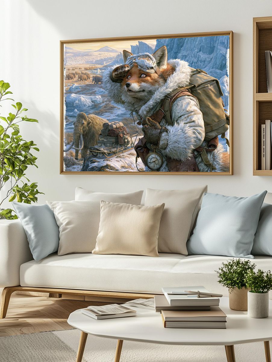 Arctic Fox Explorer Illustration Poster. — room view 2