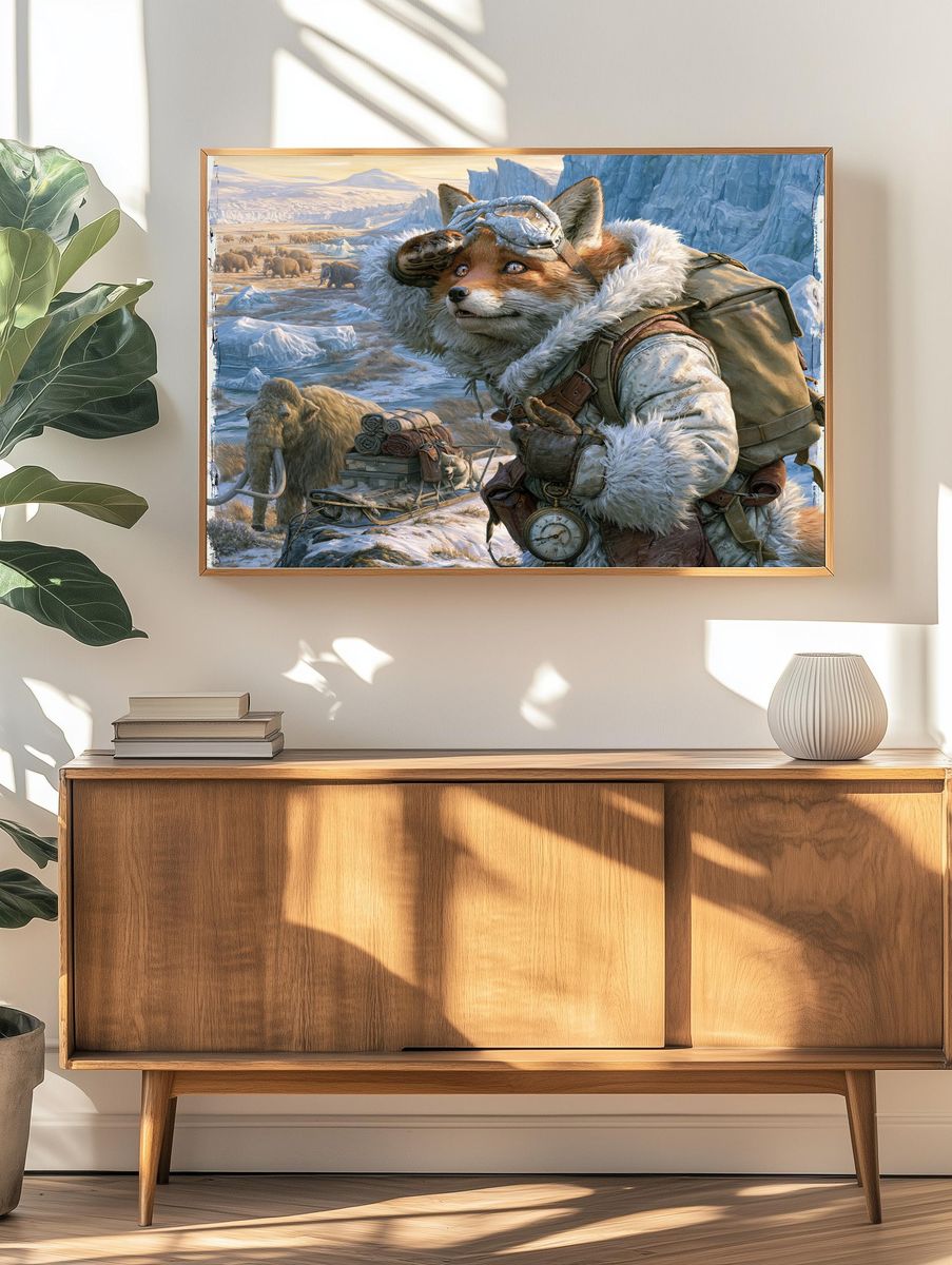 Arctic Fox Explorer Illustration Poster. — room view 3