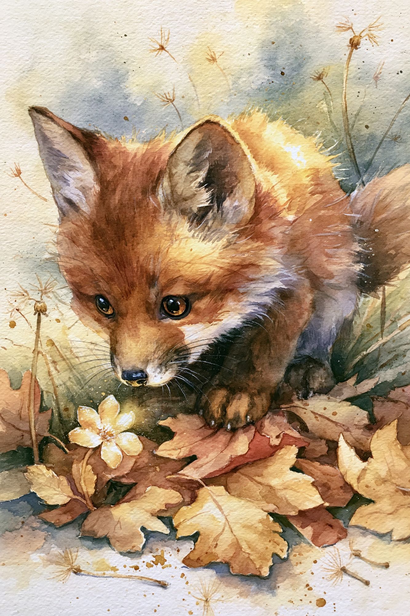 Autumn Fox Watercolor Poster. poster detail