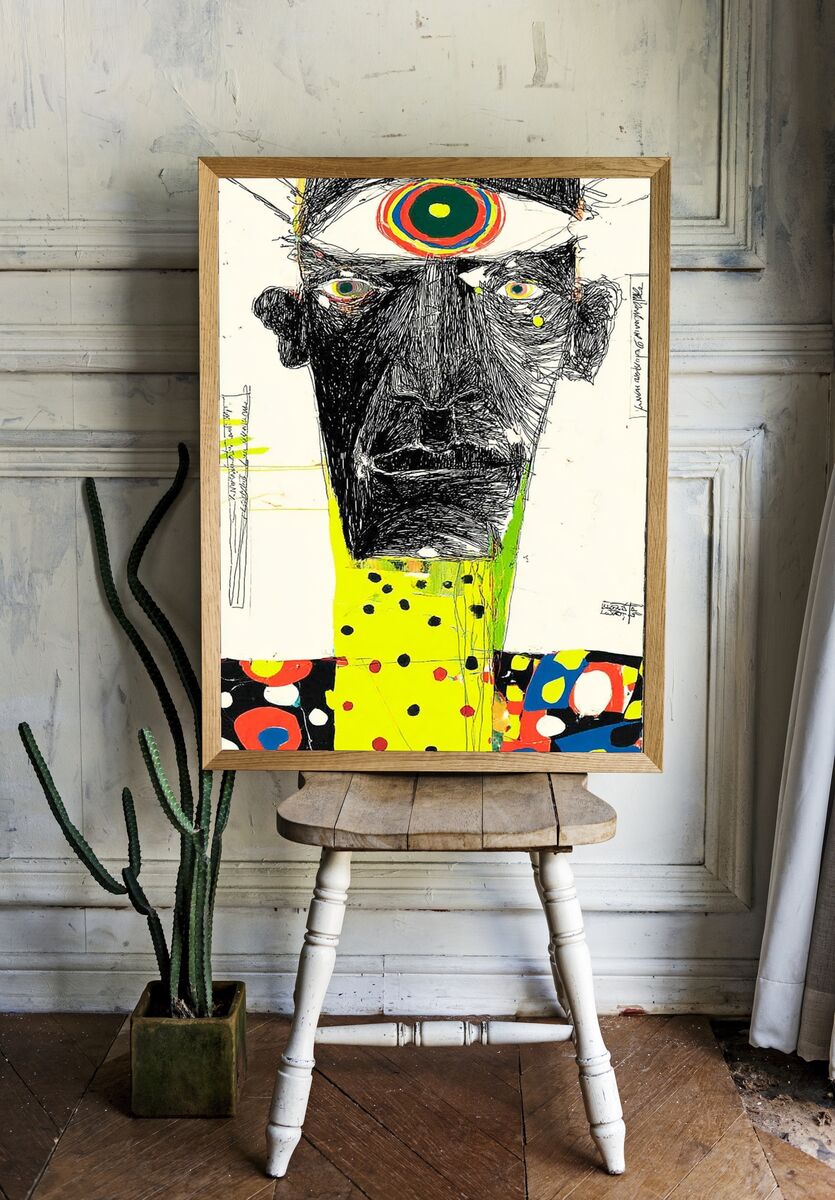 Abstract Face — Expressionism Print. — room view 1