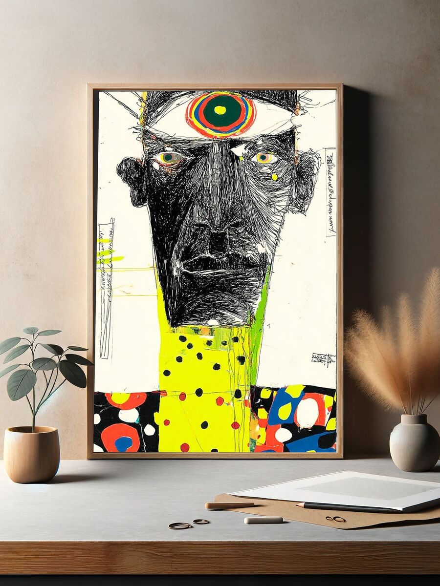 Abstract Face — Expressionism Print. — room view 2