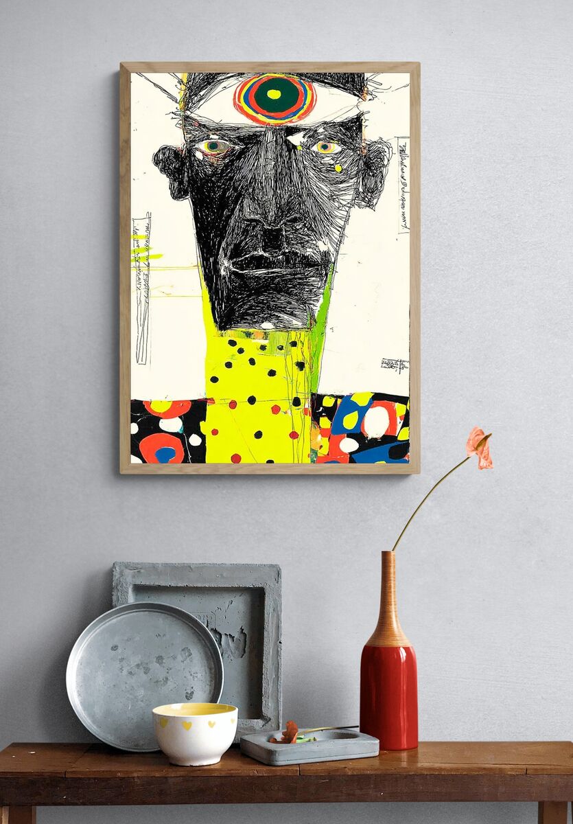 Abstract Face — Expressionism Print. — room view 3