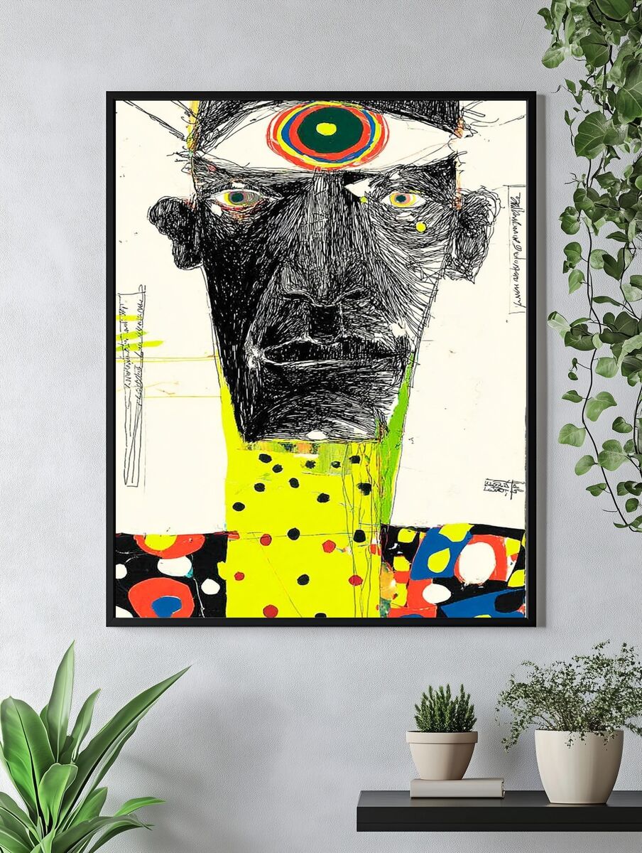 Abstract Face — Expressionism Print. — room view 4