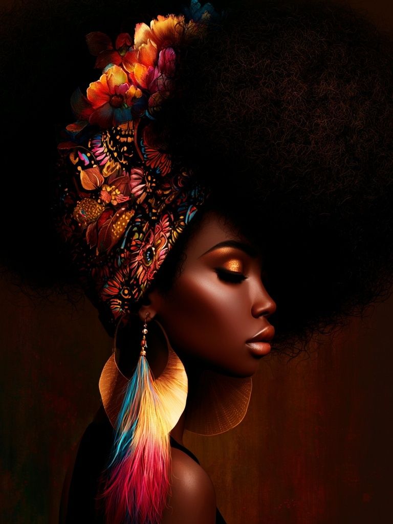 Afro Floral Portrait Print. poster — photography art