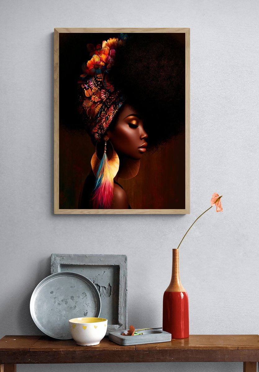 Afro Floral Portrait Print. — room view 3