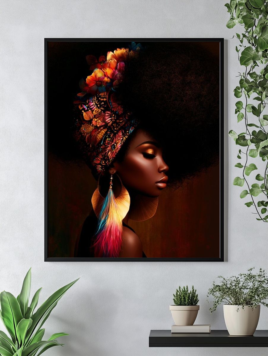 Afro Floral Portrait Print. — room view 4