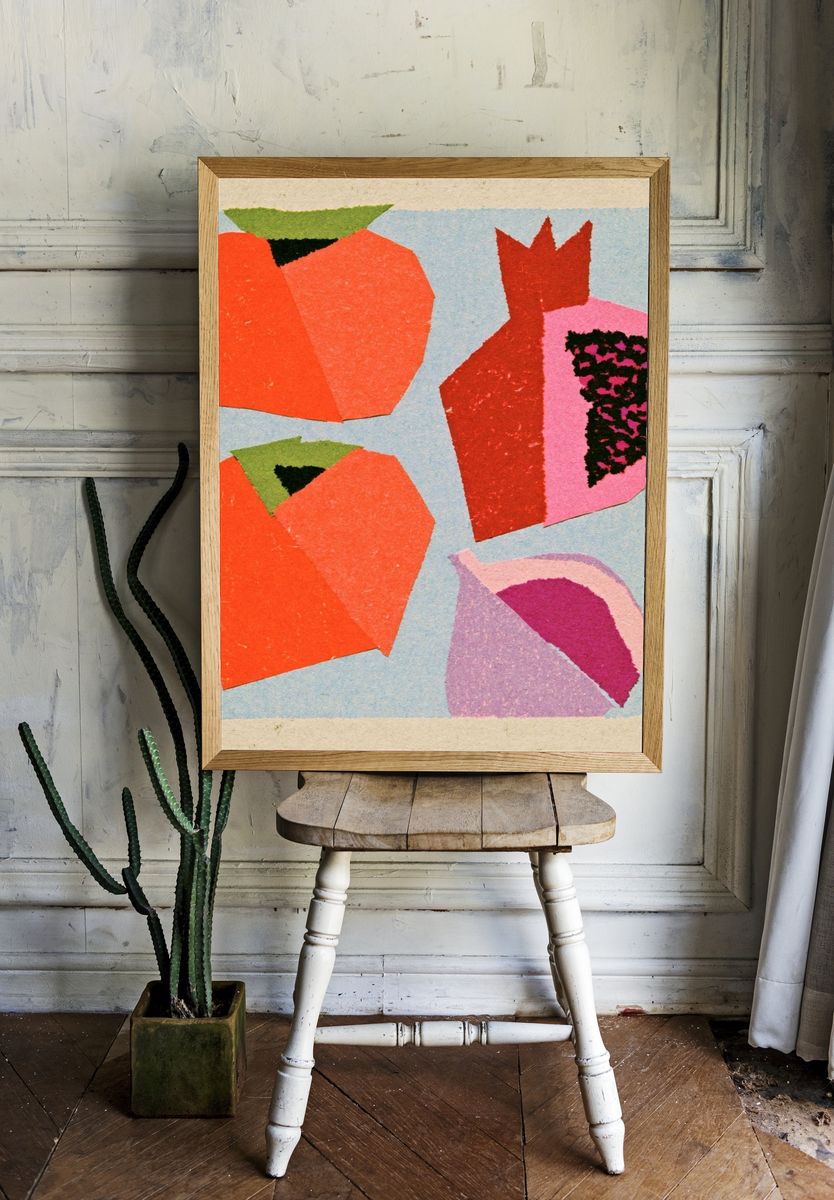 Abstract Fruit Collage Poster. room preview