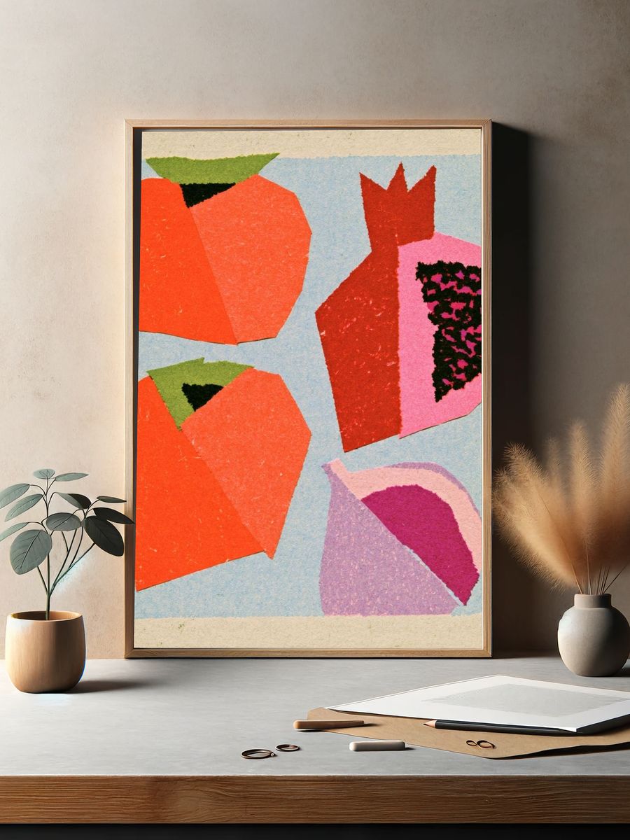 Abstract Fruit Collage Poster. — room view 2