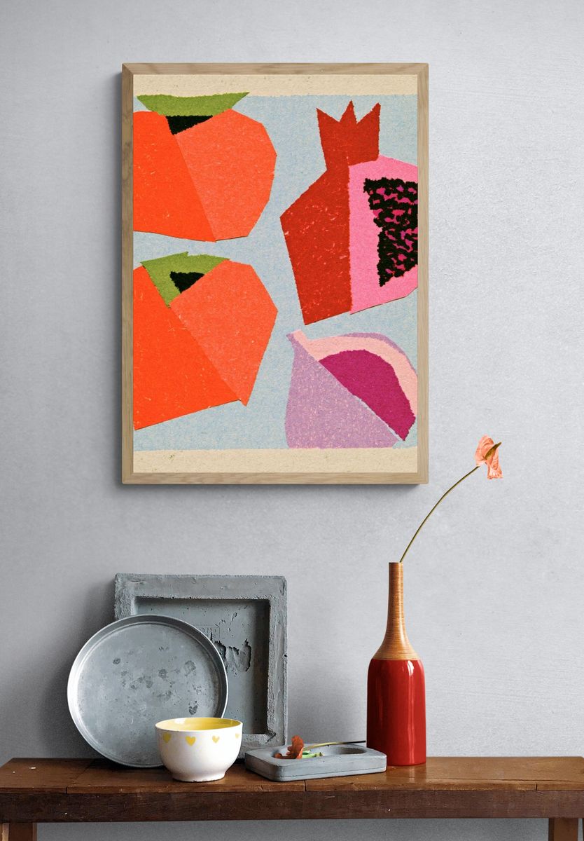 Abstract Fruit Collage Poster. — room view 3