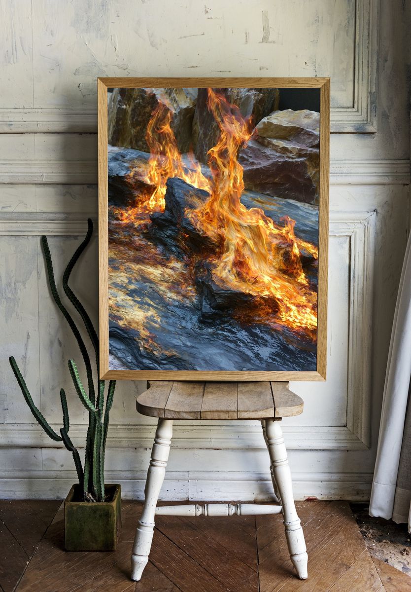 Fire and Stone Abstract Print. — room view 1