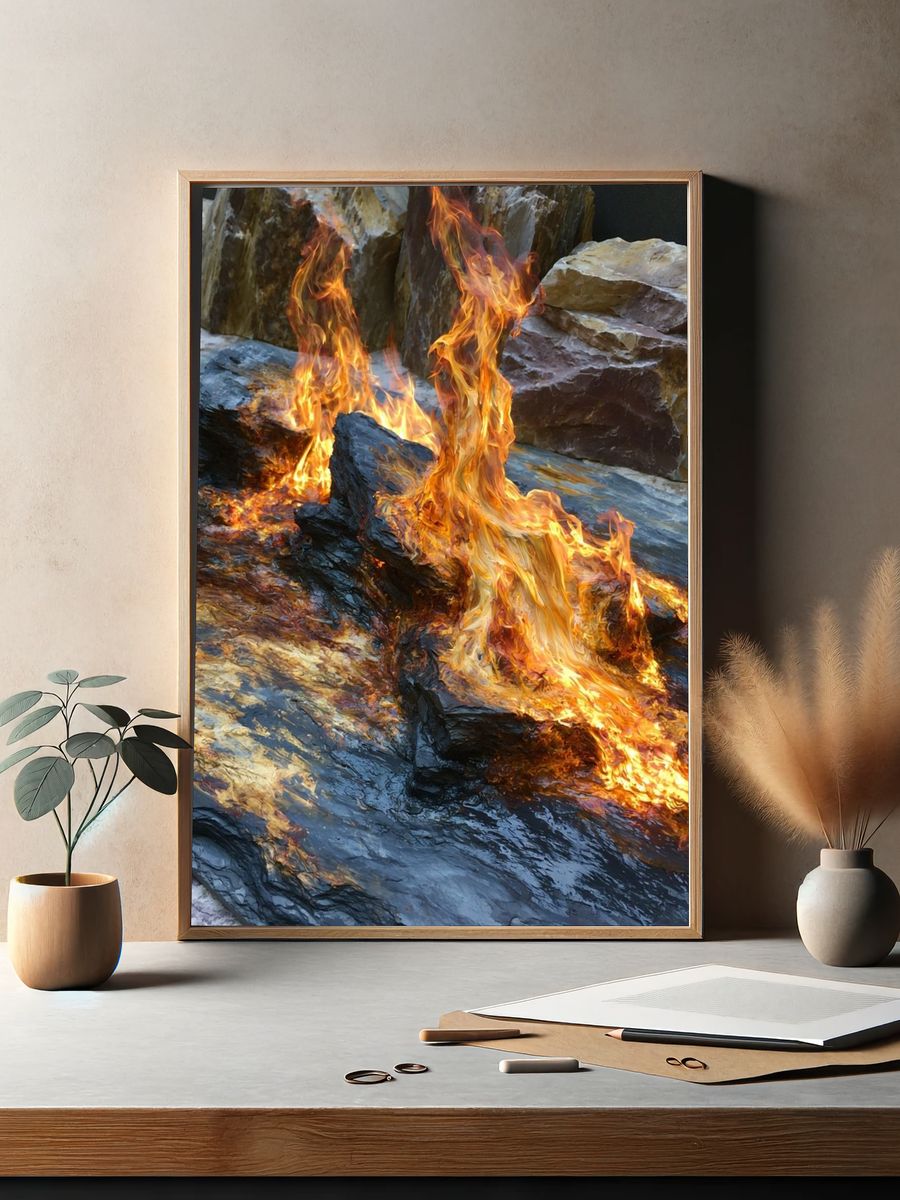 Fire and Stone Abstract Print. — room view 2