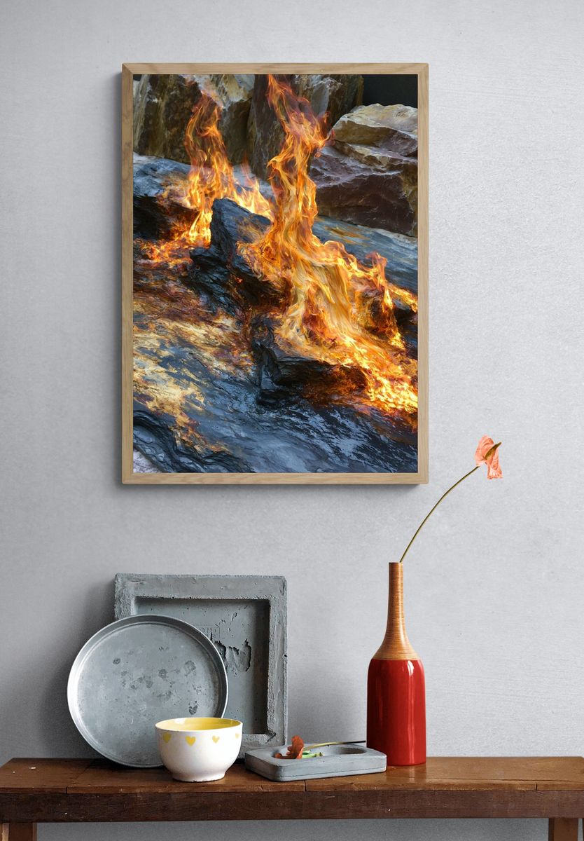 Fire and Stone Abstract Print. — room view 3