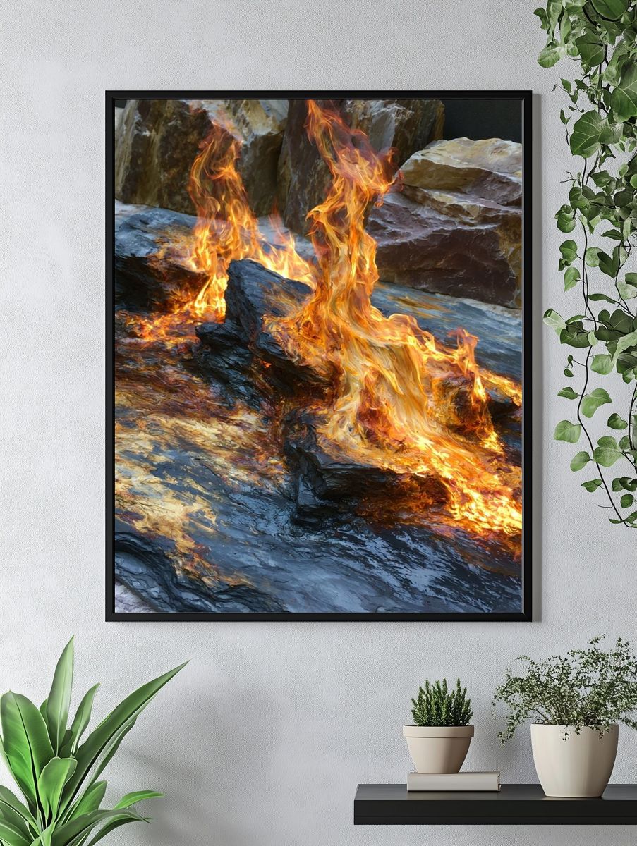 Fire and Stone Abstract Print. — room view 4