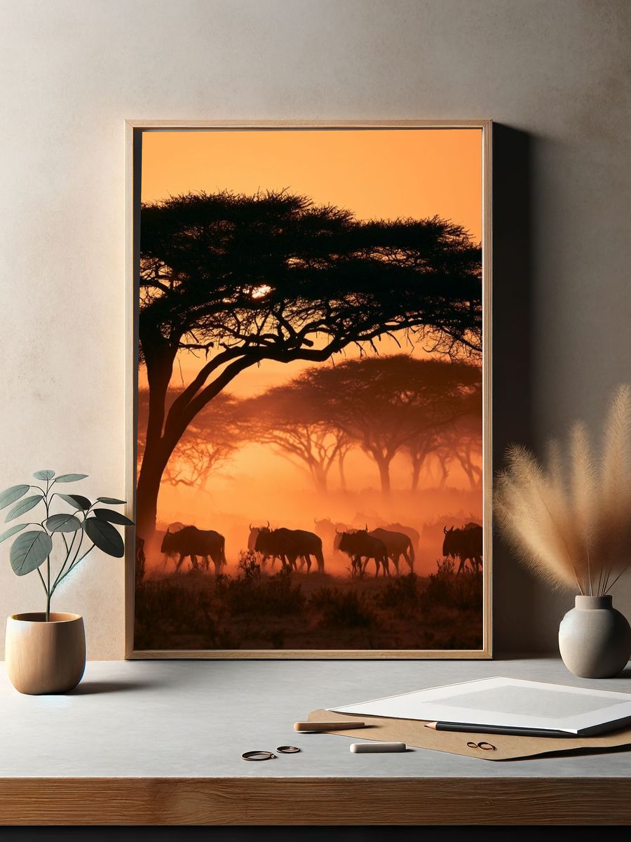 African Savannah Sunset Photography Poster. — room view 2