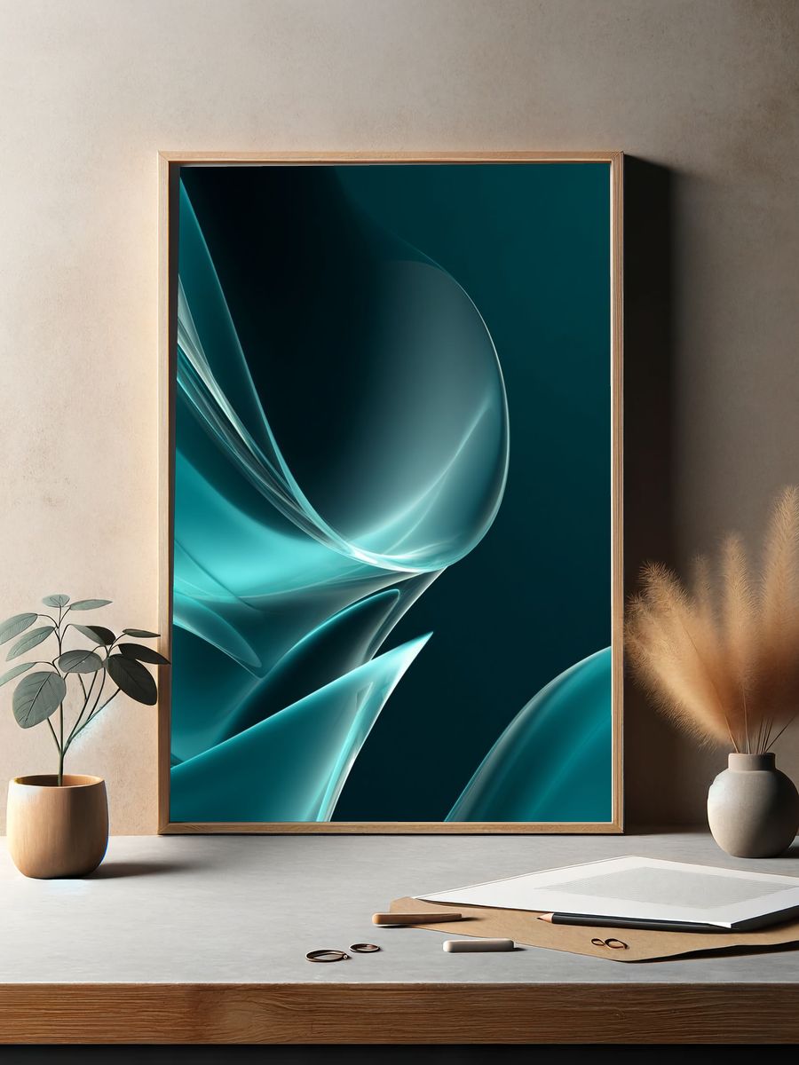 Abstract Fluid Waves Poster. — room view 2
