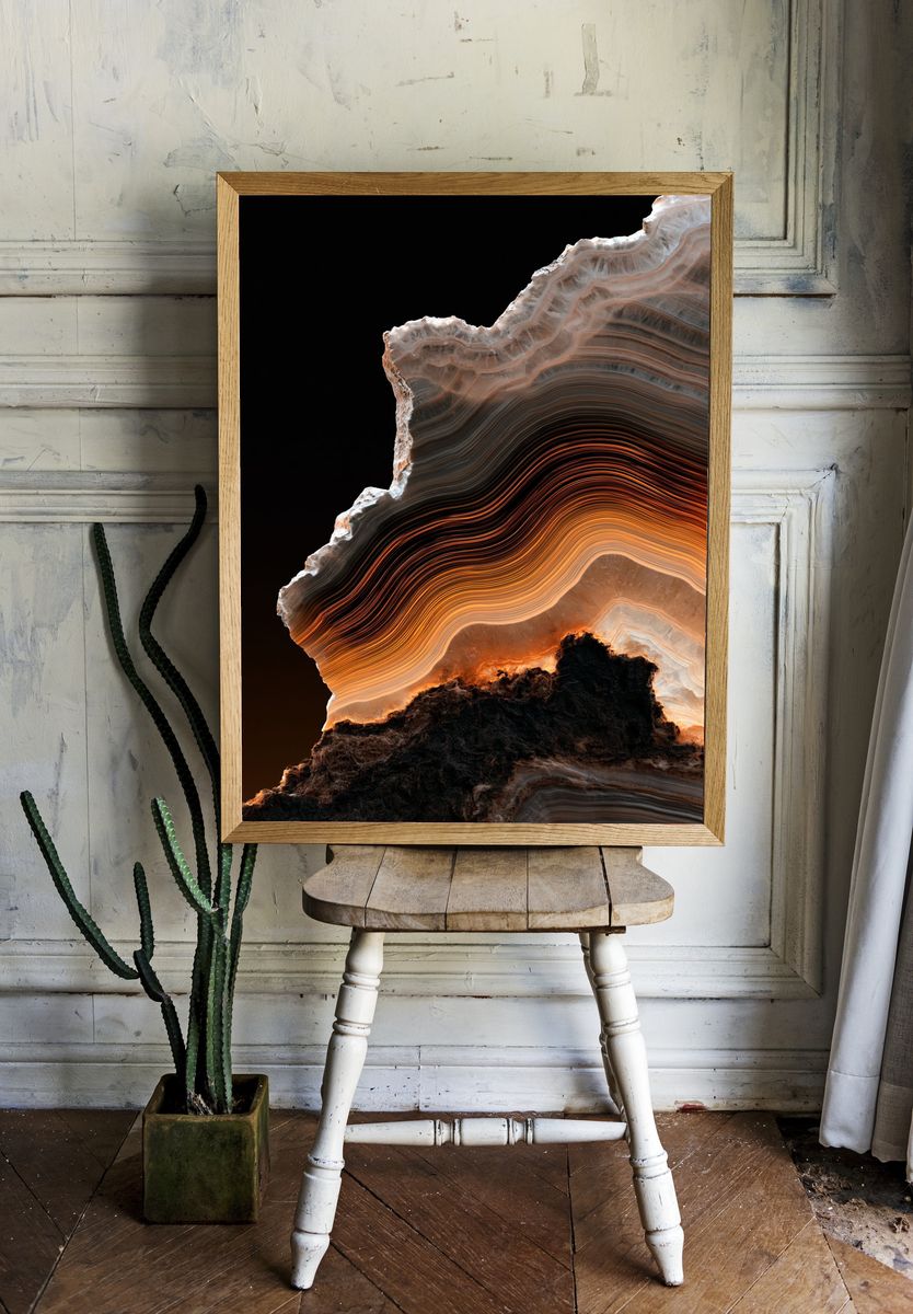 Glowing Agate Slice Abstract Print. — room view 1
